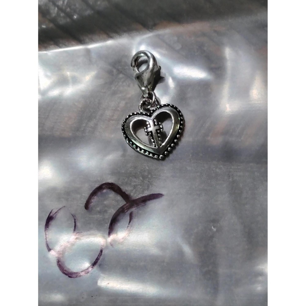 Brighton heart cross clip on charm pendant Silver Womens vintage